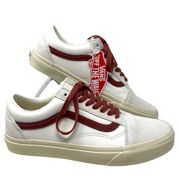 Vans Shoes - VANS Old Skool Shoes Low Suede Leather Red White Women's Size Skate VN0A4BW2R2S